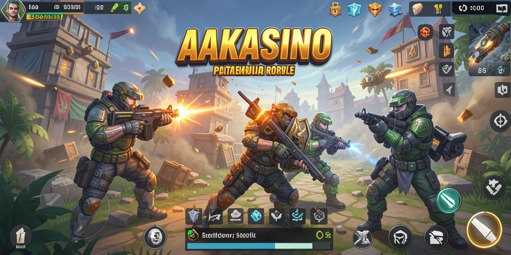 Tampilan seru pertempuran di AAKASINO dengan suasana Battle Royale.