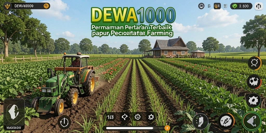 Tampilan gameplay DEWA1000 yang menunjukkan aktivitas pertanian.
