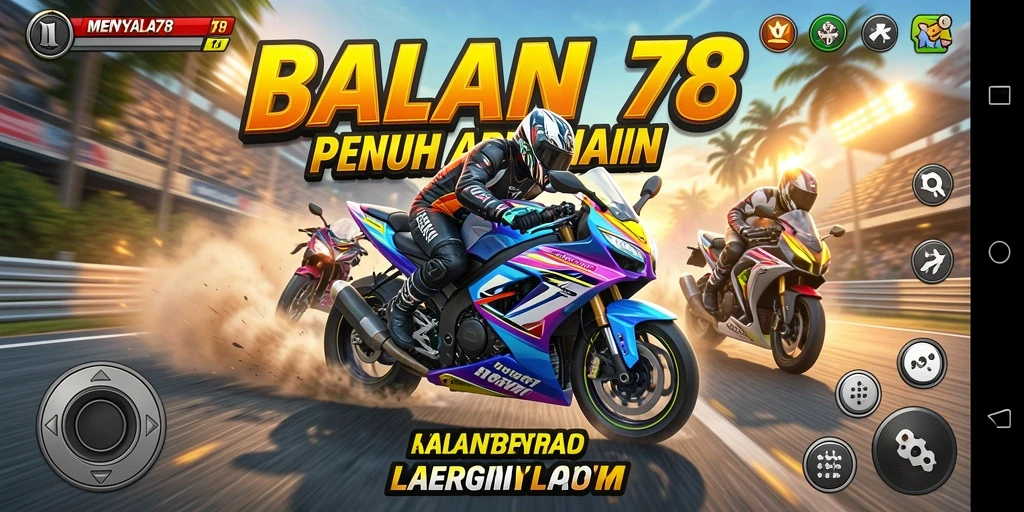 Gameplay MENYALA78 yang memukau dengan motor balap cepat.