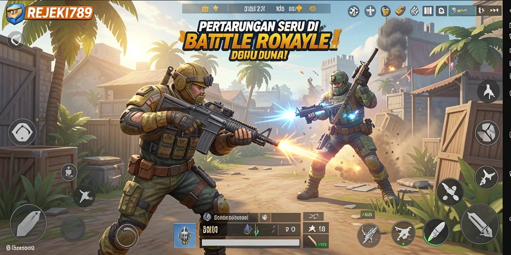 Tampilan aksi seru dalam REJEKI789 saat pemain bertempur.