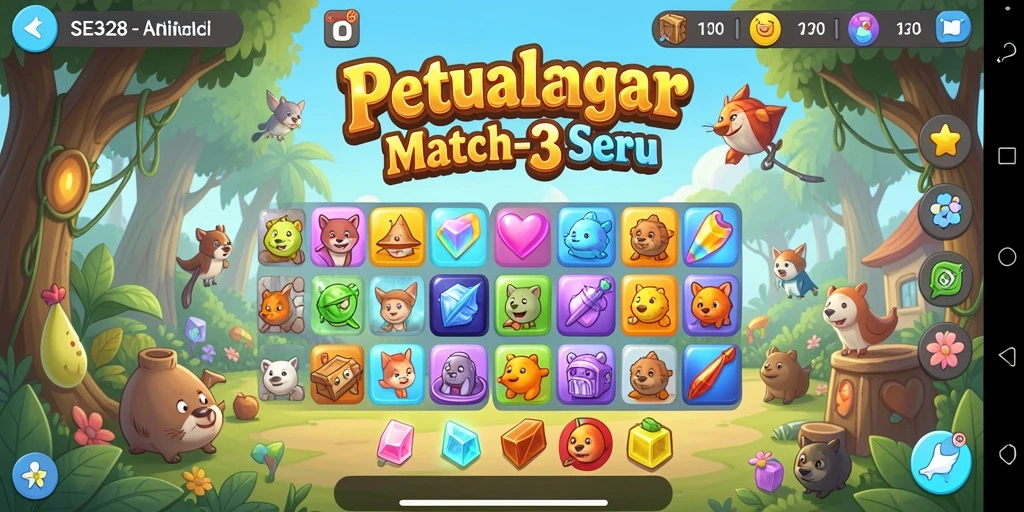 Tangkapan layar gameplay SE328 dengan aksi match-3 yang seru.